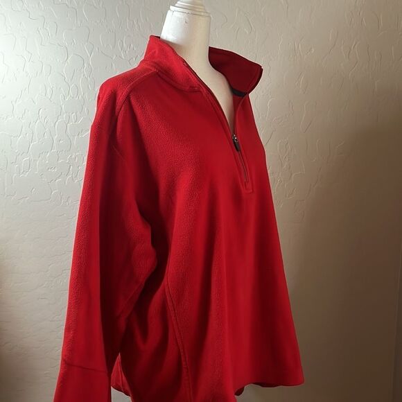 LANDS’ End red half zip long sleeve high neck shacket warm top Polartec large - Picture 8 of 12